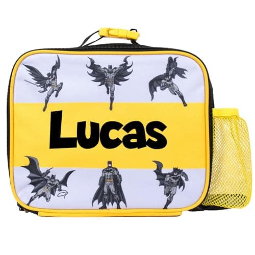 Image of BATMAN Personalised Children’s Lunch Bag - Insulated School Lunch Bag for Boys - Thermal Lunch Box for Boys - Black