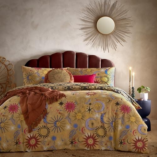Image of furn. Ethereal Star Duvet Cover Set – Reversible Celestial Star Print Bedding (Gold Dust Yellow – Single)