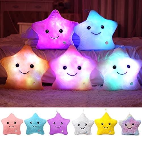 Image of Kyduu Cuddly LED Cushion, LED Star Pillows, Light up pillow cushion, Star toy, Sensory toys for autism, Glo pals, Glow pals, Glowing Luminous Light Up Soft Flashing Light Cushions (Blue)