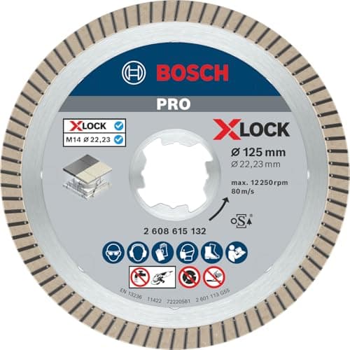 Image of Bosch Professional 2608615132 Diamond Cutting Disc Best (for Ceramic, X-LOCK, Extraclean Turbo, Diameter 125 mm, Bore Diameter: 22.23 mm)