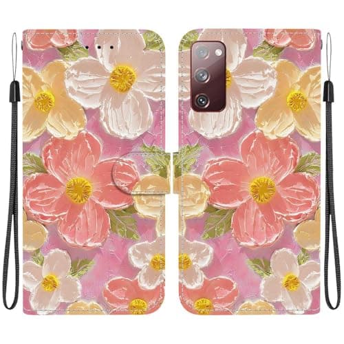 Image of Draamvol for Samsung Galaxy S20 5G Case, Wallet Shockproof Flip PU Leather Shell with Card Holder Kickstand Magnetic Closure Soft TPU Bumper Protective Phone Cover for Galaxy S20 5G, Pink Flower