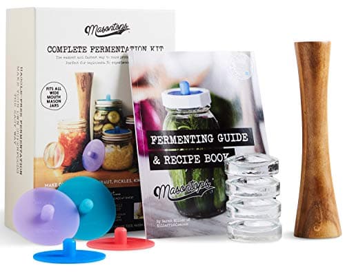 Image of Masontops Complete Mason Jar Fermentation Kit - Easy Wide Mouth Jars Vegetable Fermenting Set - DIY Equipment Essentials