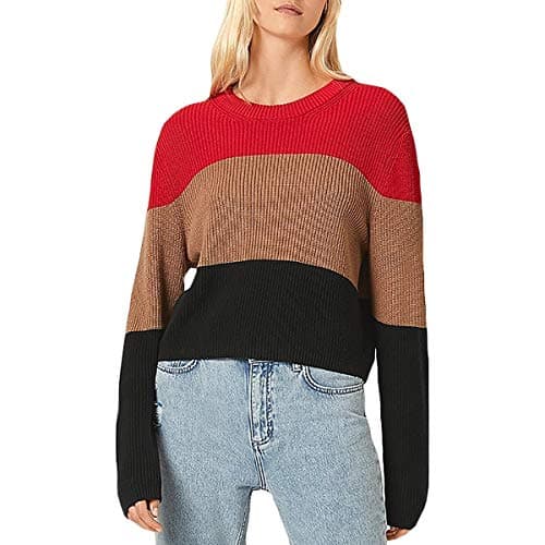 Image of French Connection Women's Cotton Stripe Sweater, True Red Multi, Medium