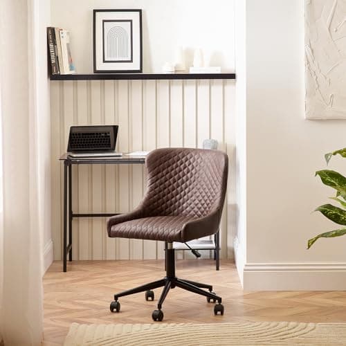 Image of Julian Bowen Luxe Office Chair in Brown Faux Leather, 52 x 60cm