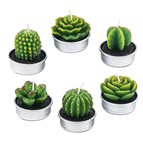Image of Cactus Tealight Candles, GOMEET Handmade Delicate Succulent Cactus Candles for Birthday Party Wedding Spa Home Decoration, 6 Pcs in Pack.