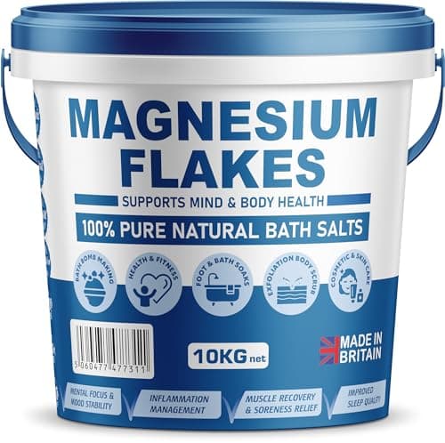 Image of Organic Magnesium Flakes, 10kg Bucket, Pure Natural Magnesium Chloride Flakes for Bath, Dead Sea Origin, Purest Form of Magnesium Flake, Ideal for Foot and Bath Soaks by Pure Source Nutrition