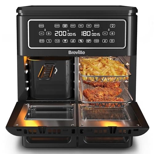 Image of Breville Flexi Halo Oil Free Deep Fryer Digital Oven 11L Air Fryer: 10+ People - Frying, Baking, Grilling, Roasting, Warming - 2400W - Black [VDF130X]