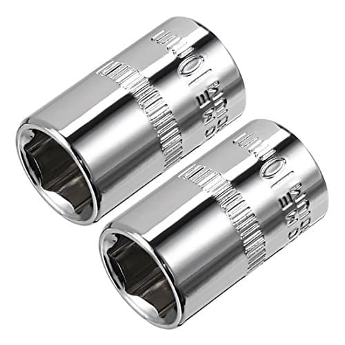 Image of Sourcingmap 2 Pcs 1/4-Inch Drive 10mm 6-Point Shallow Socket, Metric, Cr-V