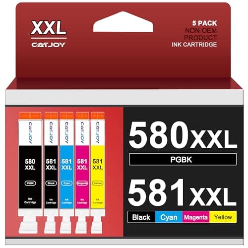 Image of CATJOY 580 581XXL Ink Cartridge Replacement for Canon 580 & 581 ink cartridges for TS705 Ink Cartridges for Pixma TS6350 TS6250 TS8250 TS6351 TS6251 TS705 TS8550 TS6250 TS8500 TS8252 TS9150 (5-Pack)