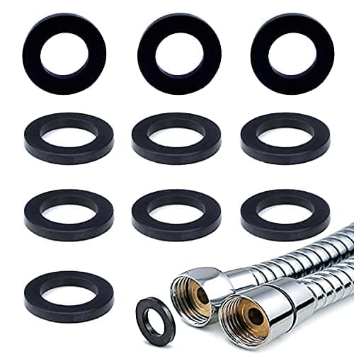 Image of QISF Shower Hose Washers, 10 Pack Rubber Washers Seals, 1/2 Inch Hose Seal for Shower Head (Black)