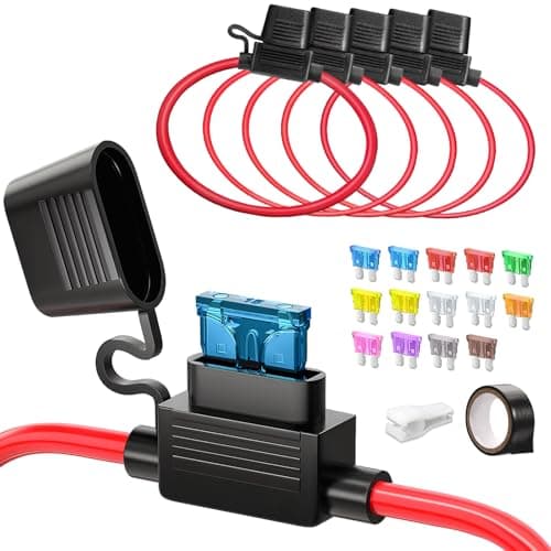 Image of JOREST 5pcs 12(1)+16AWG(4) Standard Inline Fuse Holder, ATC/ATO Blade Automotive Fuse Holder for Car/Truck/Motorcycle + 14pcs Standard Fuses(2A 3An 5A 7.5A 10A 15A 20A 25A 30A 35A) + Puller+ Tapes