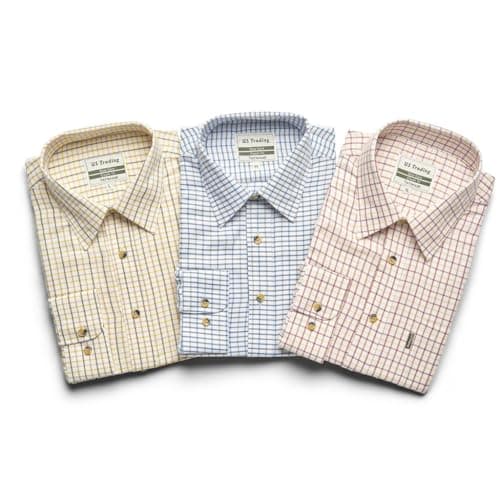 Image of U.S Trading Men's Classic Checkered Tattersall Country Style Long Sleeved Shirts (UK, Alpha, L, Regular, Regular, Assorted Tattersall 3 Pack)