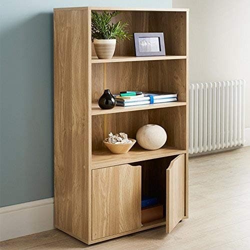 Image of Turin, 3 shelf Bookcase Oak Finish Storage Unit