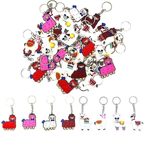 Image of JZK Set of 32 Alpaca Keychain for Kids, Silicone for Birthday Parties, Bag Fillers, Thanksgiving Gifts