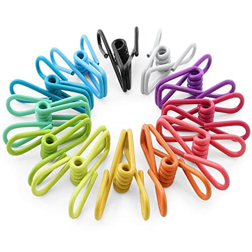 Image of ROSSHINE Bag Clips for Food Storage, 24pcs Steel & PVC Coated Sealing Clips, Multi-function Pegs Clothes Pegs, Paper Durable Freezer Kitchen Home Office