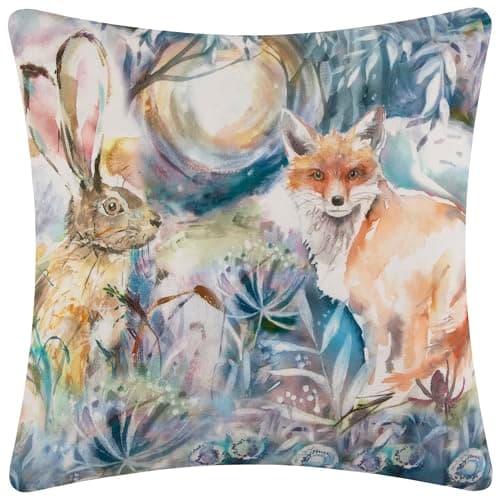 Image of Voyage Maison Fox and Hare Outdoor Cushion – Water-Resistant UV-Protected Animal Nature Design (Multicolour - 43x43cm)