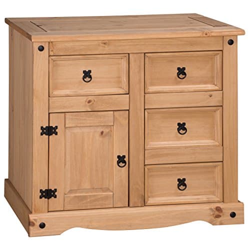 Image of Corona 1 Door, 4 Drawer Sideboard in Mexican Style Antique Stain and Waxed Finish