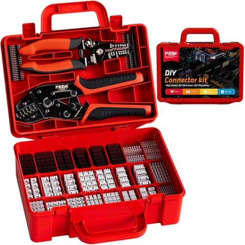 Image of PEBA Crimping Tool and Dupont Connector Kit - 28 Types of 2.54 mm Connectors & Crimp Pins, 2.0 mm JST-PH & 2.5mm JST-XH Housings and Contacts, for DIY Electronics - Suitable for 0.03-0.5 mm² Wires