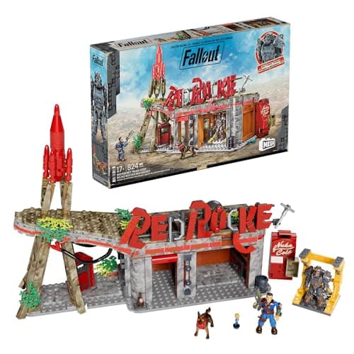 Image of MEGA Fallout Action Figures Building Toys, Red Rocket Truck Stop with 824 Pieces, 2 Poseable Characters and Accessories, for Collectors