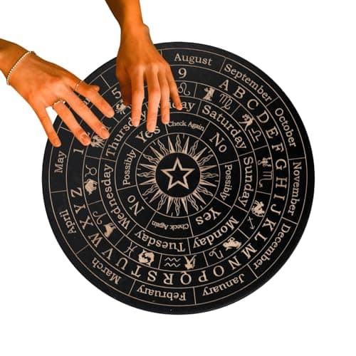 Image of itrimaka Pendulum Mat - Wooden Witch Divination Board | Ouija Spirit Board Game, Decision Making Pendulum Board for Witch Altar Supplies