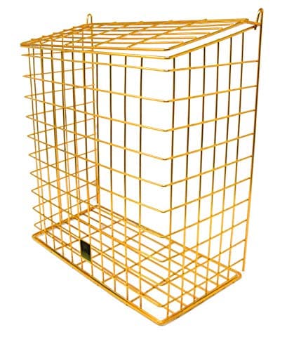 Image of DWD Large Letter Box Door Cage Guard with Hinged Flip-Up Lid for Post Protection from Pets, Suitable for Wood, PVC Doors, Brass Finish, 35 x 40 x 17 cm