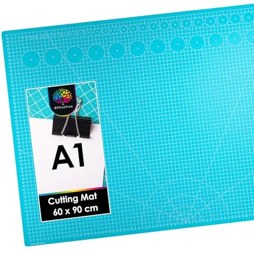 Image of OfficeTree Cutting Mat A1 Self Healing - Blue Cutting Board Craft 90 x 60 cm - Double Sided Grid - PVC 3 Layers Quilting for Sewing, Crafting, Modelling, Scrapbooking