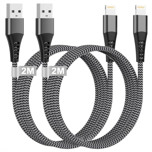 Image of iPhone Charger Cable 2M 2Pack[Apple MFi Certified], USB to Lightning Cable 2M Nylon iPhone Cables Fast Charging for Apple iPhone 14 13 12 Pro Max XR XS 8 7 6 5 SE iPad