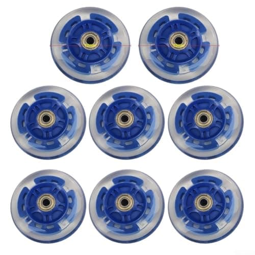 Image of Zeroupshop 8 Pack In-Line Skate Wheels Self-Powered LED Light Up PU 82A Hardness Replacement Roller Skate Wheels for Scooters City and Park Skating(70mm)