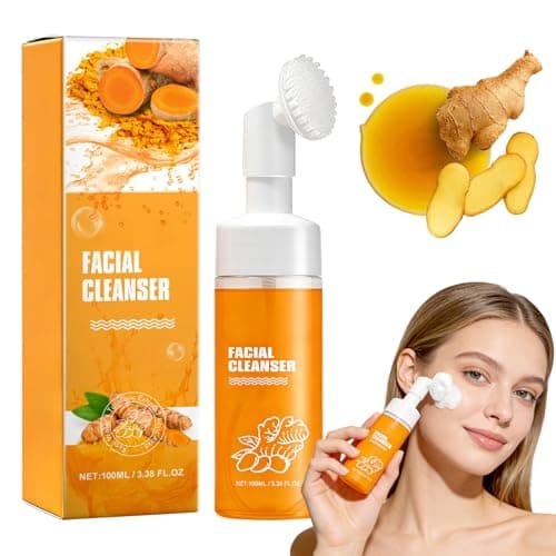 Image of Turmeric Face Wash, Foaming Facial Cleanser with Brush, Deep Pore Cleansing, Removes Impurities, Refreshes Skin, Balances Oil, Gentle for All Skin Types 100ml