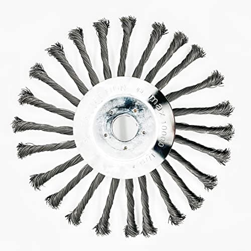 Image of YUET 10'' Grass trimmers Strimmer Head Garden Petrol Trimmer Knotted Wire Brush Solid Steel Wheel Weed Razors Snow Island Plough Rope Mower for 24.5mm Lawn Rotating Replacement Tool