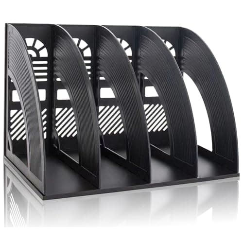 Image of KXF Arched File Organiser Desktop Organizer for A4 Documents File Folder Holder Office Desk Storage Kitchen Organiser Plastic Magazine Rack Dividers 4 Compartments Frame Cabinet For Home School