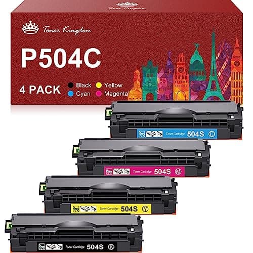 Image of Toner Kingdom Compatible Toner Replacement for Samsung CLT-P504C CLT-504S for Samsung Xpress C1810W C1860FW CLP-415N CLP-415NW CLX-4195FN CLX-4195FW CLX-4195N (K504S C504S M504S Y504S, 4-Pack)