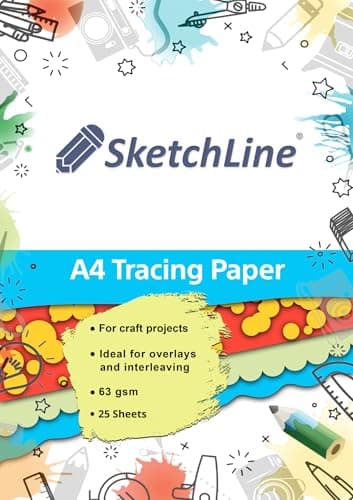 Image of SketchLine Tracing Paper A4 Size 25 Sheets (63gsm) with High Transparency & Optimum Thickness for Drawing, Sketching & Dressmaking