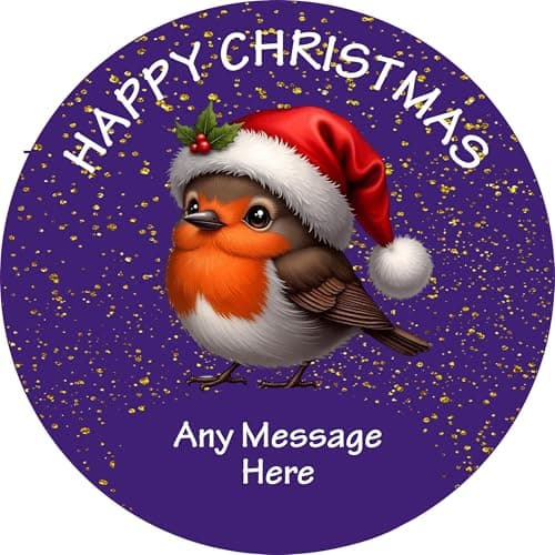 Image of Personalised label for Heroes Chocolate Tub Christmas Robin design chocolates gift idea