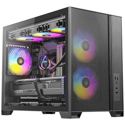 Image of Antec FLUX M Gaming Case Micro ATX Mesh Wood Front - Black - ARGB Fans