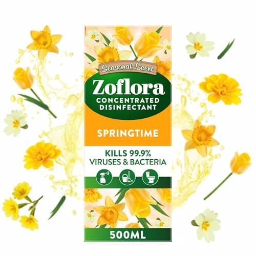Image of Zoflora Springtime Concentrated Multipurpose Disinfectant Liquid, 1 x 500 ml,Antibacterial & Multi-Surface Cleaner, Kills 99.9% of Bacteria & Viruses