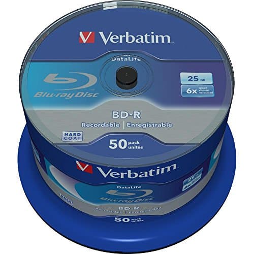 Image of Verbatim BD-R SL Datalife - Blu-ray Disc 25 GB, 6x Burning Speed, Scratch Protection, 50-Pack Spindle