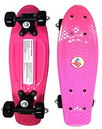 Image of 16" / 22" Kids Cruiser Skateboard Mini Complete Skateboard for Children Beginners Girls Boys Unisex Retro Skaters Skatepark 6 COLOURS (Pink 16 inch)