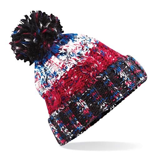 Image of Beechfield - B486 Black Jacks Corkscrew Pom Pom Beanie Hat - Unisex Winter Hat, Classic Knit and One Size Beenie Hat - Double Layer - Made of 100% Soft Spun Acrylic