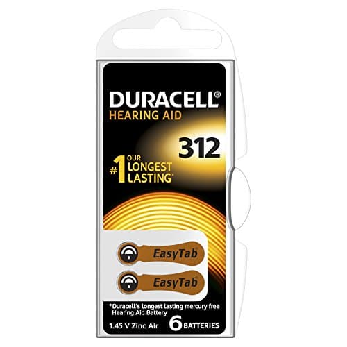 Image of Duracell Size 312 1.4 V Zinc Air Easytab Hearing Aid Batteries - Pack of 6