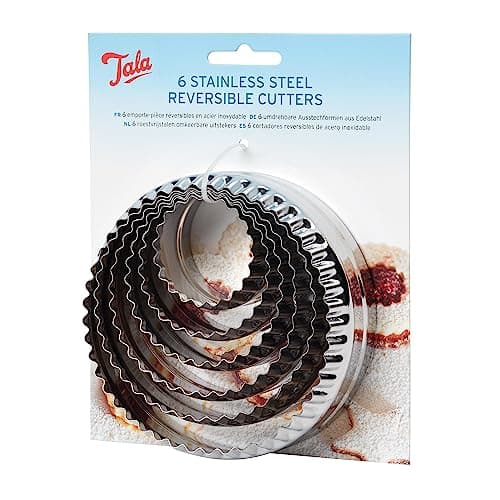 Image of Tala Reversible, Crinkle Cutters, Perfect for Cookie, Scones, and Biscuits, Stainless Steel Cutters, Mirror Polished Metal