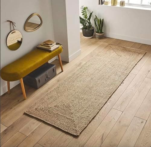 Image of The Home Talk Jute Runner Rug 75 x 180 CM or 2.5' x 6' - Handmade Natural Indoor Jute Rug for a Rustic or Bohemian Style - Durable Material Perfect for Hallway, Entryway, or Kitchen
