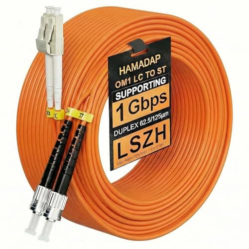 Image of Hamadap OM1 Fiber Optic Cable, LC to ST Duplex Multimode Fiber Patch Cable, 62.5/125um/2.0mm, Orange LSZH 20M/66ft