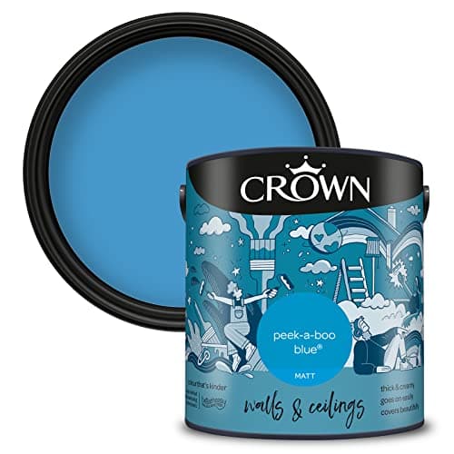 Image of CROWN Peekaboo Blue - Matt Emulsion Paint - Water Based, Quick Dry - Mid Toned Blue Paint for Walls & Ceilings - 2.5L