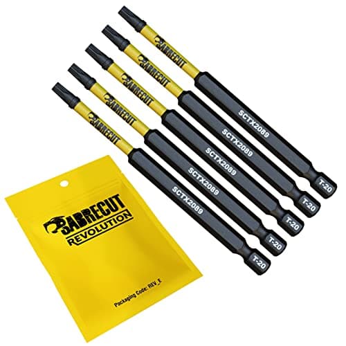 Image of 5 x SabreCut SCTX2089_5 89mm T20 TX20 Magnetic Impact Screwdriver Driver Bits Set Torx Heavy Duty
