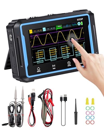 Image of Oscilloscope Multimeter 2 Channel, WapoRich 3 in 1 Tablet Signal Generator Oscilloscope with 50MHz, 250 MSa/s, 12 Signal Waveforms, TRMS 19999 Counts, 64KB Storage Depth, Online Update