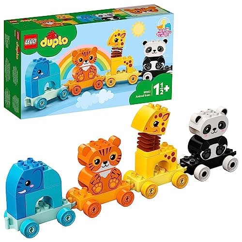 Image of LEGO 10955 DUPLO My First Animal Train, Toys for Toddlers and Kids 1.5-3 Years Old with Elephant, Tiger, Panda and Giraffe Figures, Learning Toy
