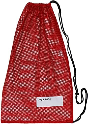 Image of aqua zone Sports Gear Bag Mesh Drawstring Bag for Swimming Beach Diving Travel Gym Red
