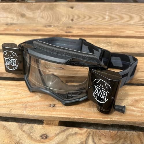 Image of Goggle-Shop Black Scott Fury Roll-Off Motocross Enduro Goggles with Rip N Roll 48mm WVS Black Canisters | Adult