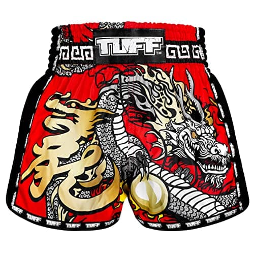 Image of Tuff Sport Retro Muay Thai Shorts Boxing Shorts Classic Slim Cut MMA Kickboxing Workout Set Clothing Training, Tuf-msc116-red, X-Large